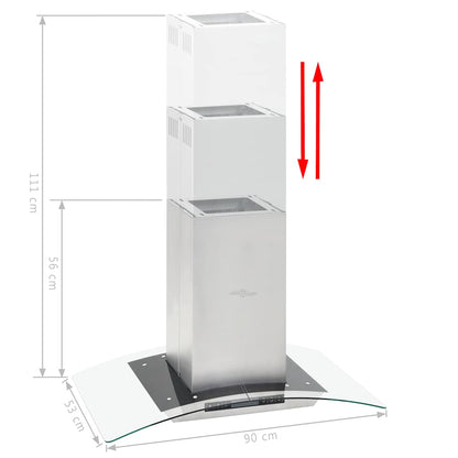 Cappa a Isola 90cm con Display LCD e Sensore Touch 756 mÂ³/h LED
