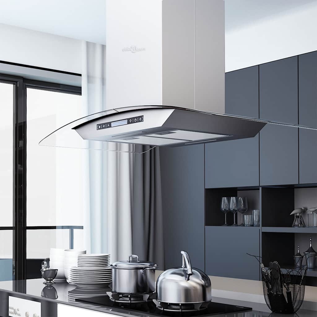 Cappa a Isola 90cm con Display LCD e Sensore Touch 756 mÂ³/h LED