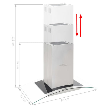 Cappa a Isola 90 cm in Acciaio Inossidabile 756 mÂ³/h LED
