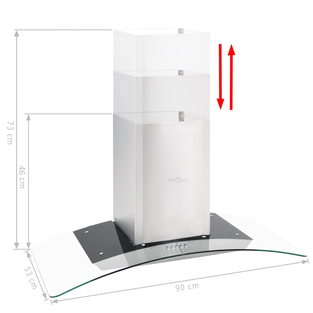 Cappa Aspirante a Muro 90 cm Acciaio Inossidabile 756 mÂ³/h LED