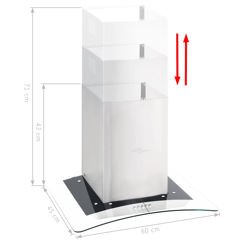 Cappa Aspirante a Muro 60 cm Acciaio Inossidabile 756 mÂ³/h LED