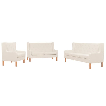 Set Divani 3 pz in Tessuto Bianco Crema