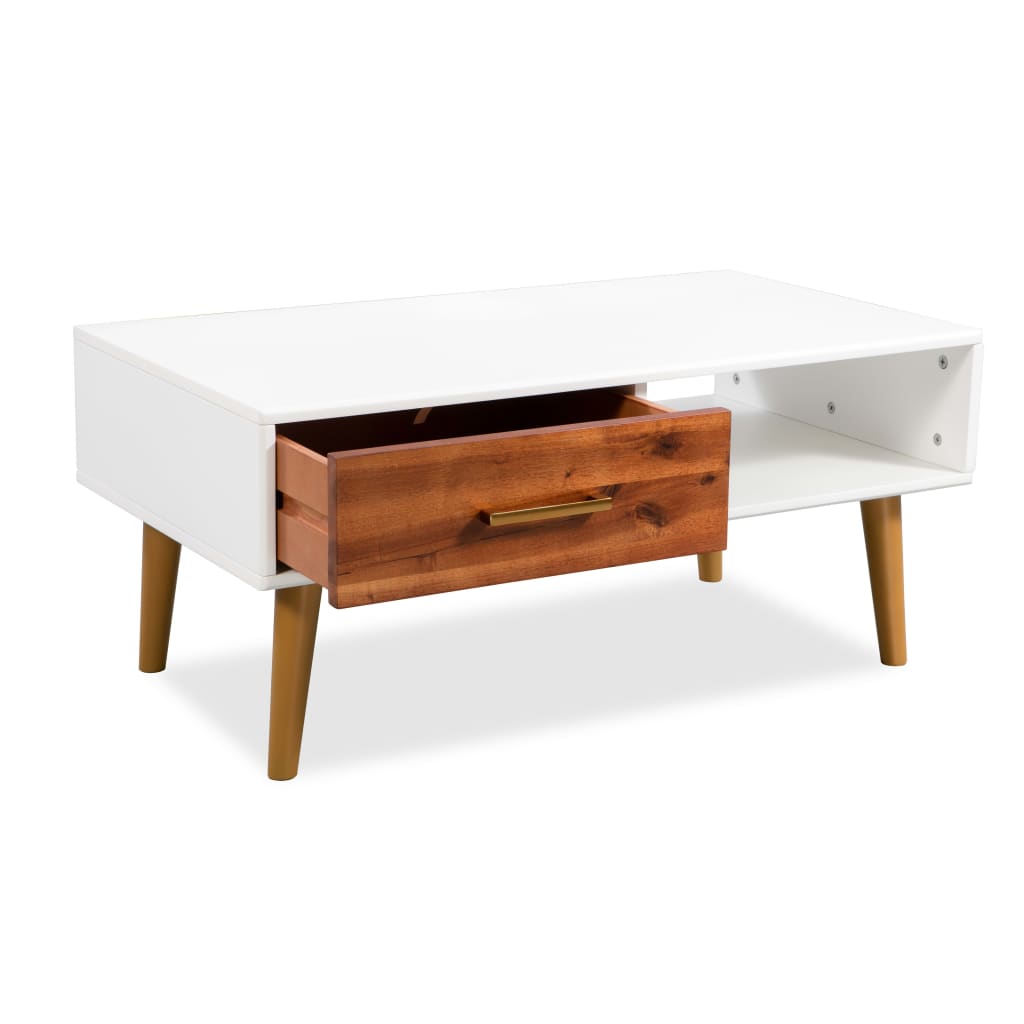 Tavolino da Salotto in Legno Massello di Acacia 90x50x40 cm