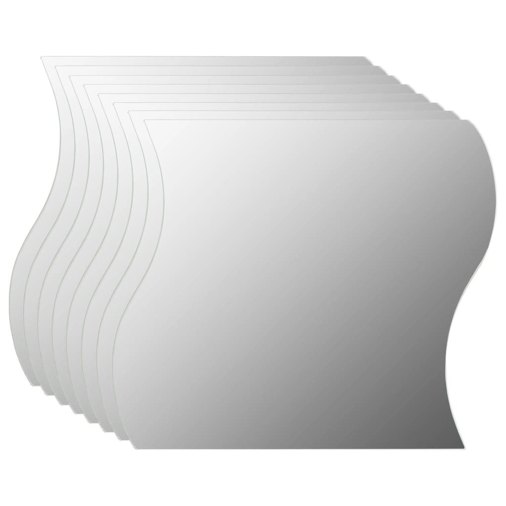 Specchi da Parete 8 pz 20x20 cm in Vetro a Onda