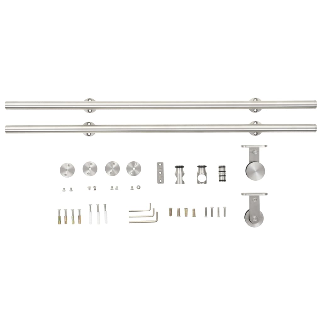 Kit Binari Porta Scorrevole 183 cm Acciaio Inossidabile Argento