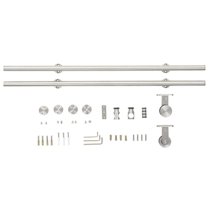 Kit Binari Porta Scorrevole 183 cm Acciaio Inossidabile Argento