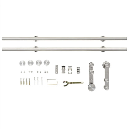 Kit Binari Porta Scorrevole 183cm Acciaio Inossidabile Argento