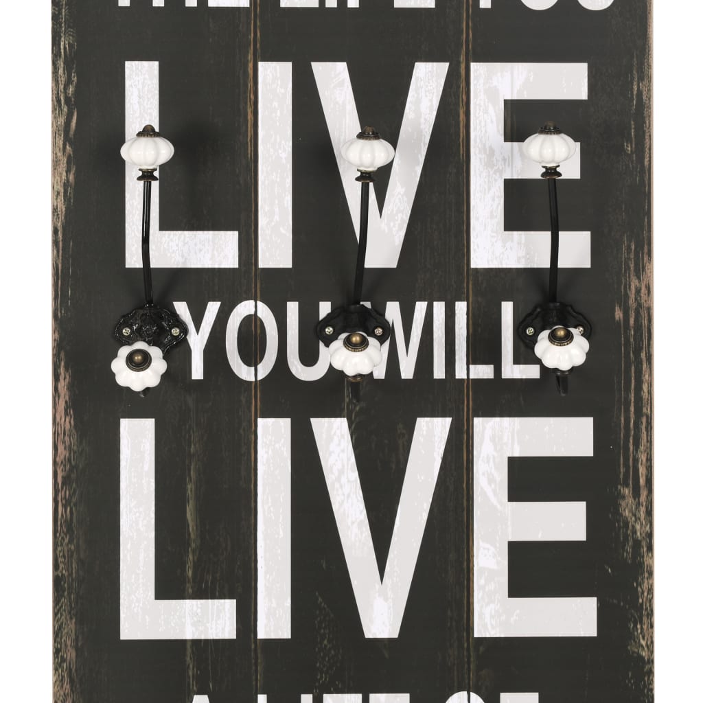 Appendiabiti da Parete con 6 Ganci LOVE LIVE 120x40 cm