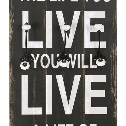 Appendiabiti da Parete con 6 Ganci LOVE LIVE 120x40 cm