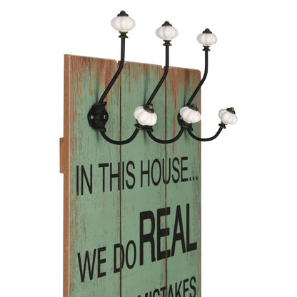 Appendiabiti da Parete con 6 Ganci HAPPY LOVE 120x40 cm