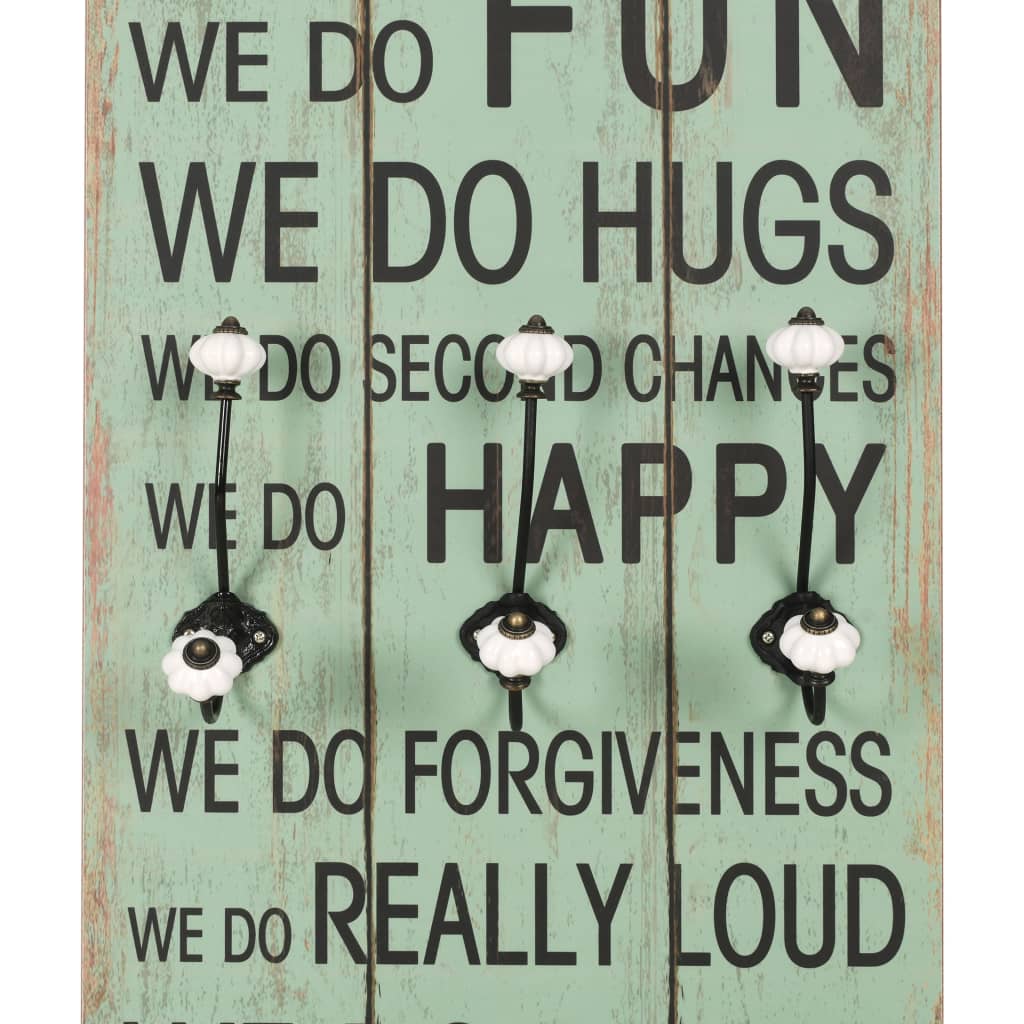 Appendiabiti da Parete con 6 Ganci HAPPY LOVE 120x40 cm