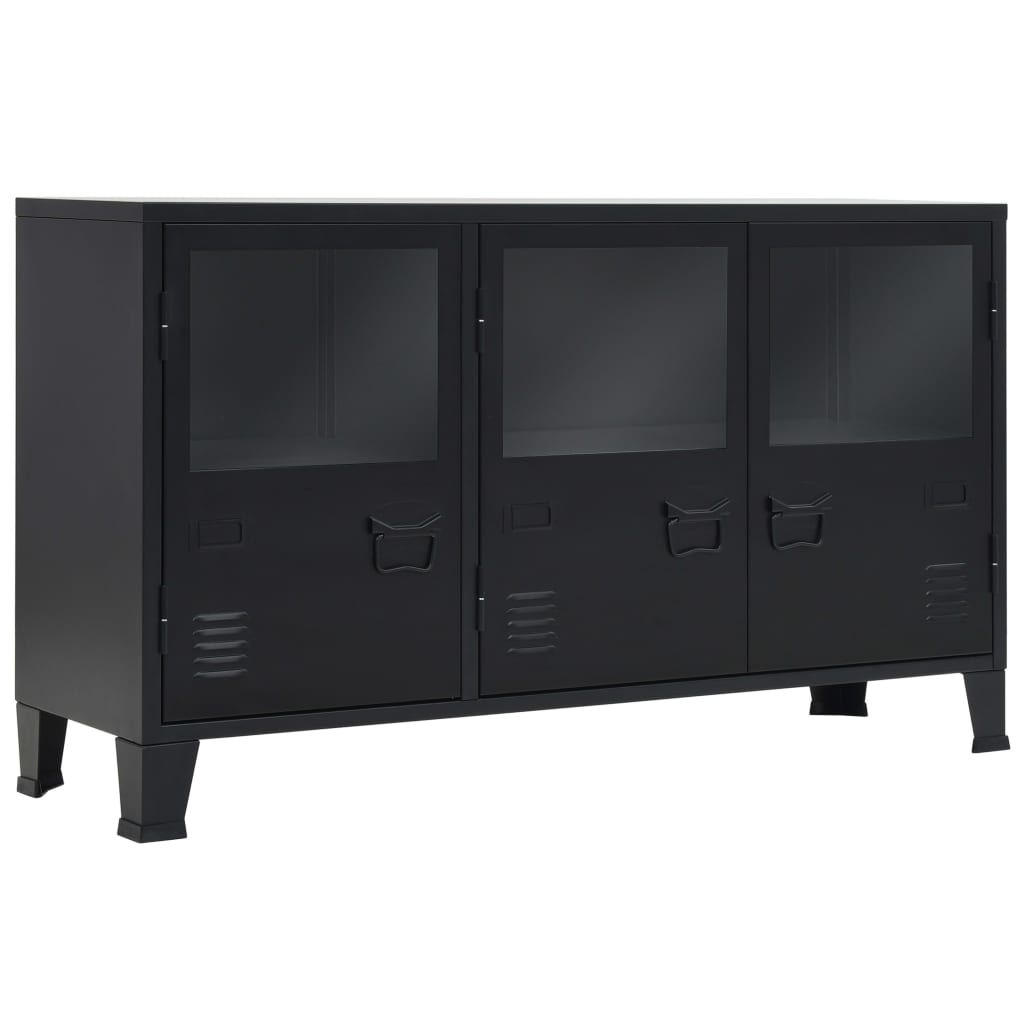 Credenza in Metallo in Stile Industriale 120x35x70 cm Nera