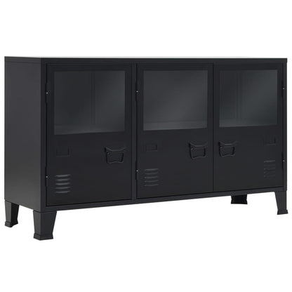 Credenza in Metallo in Stile Industriale 120x35x70 cm Nera