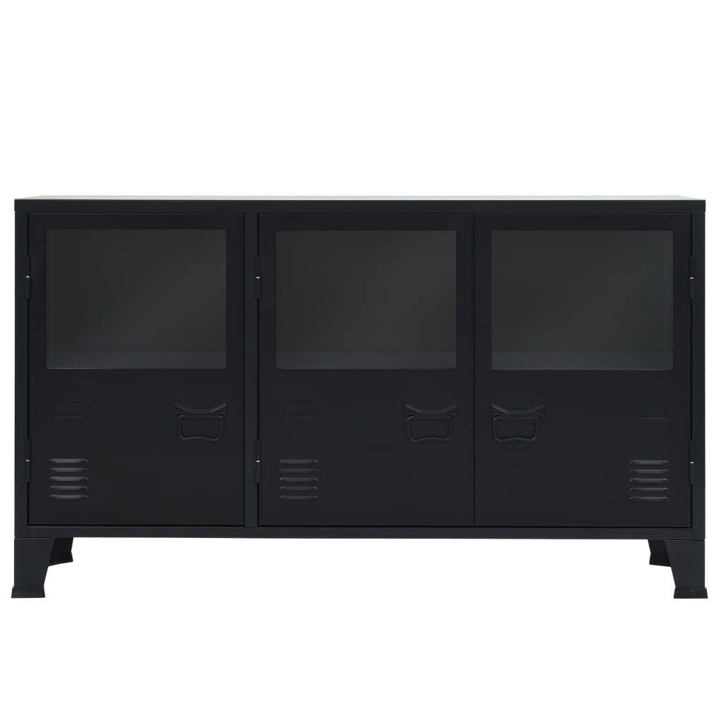 Credenza in Metallo in Stile Industriale 120x35x70 cm Nera