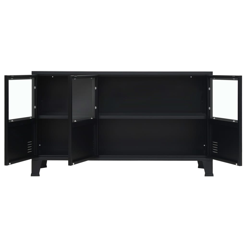 Credenza in Metallo in Stile Industriale 120x35x70 cm Nera