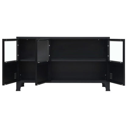 Credenza in Metallo in Stile Industriale 120x35x70 cm Nera
