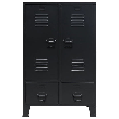 Armadio in Metallo in Stile Industriale 67x35x107 cm Nero