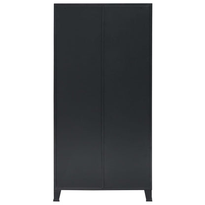 Armadio in Metallo in Stile Industriale 90x40x180 cm Nero