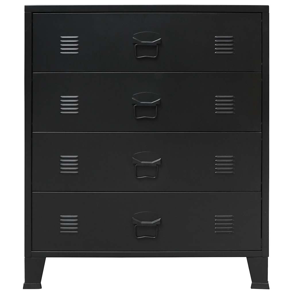 Cassettiera in Metallo in Stile Industriale 78x40x93 cm Nera