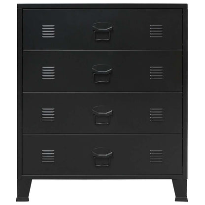 Cassettiera in Metallo in Stile Industriale 78x40x93 cm Nera
