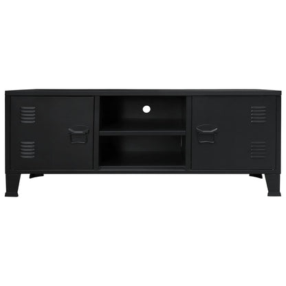Mobile Porta TV in Metallo Stile Industriale 120x35x48 cm Nero