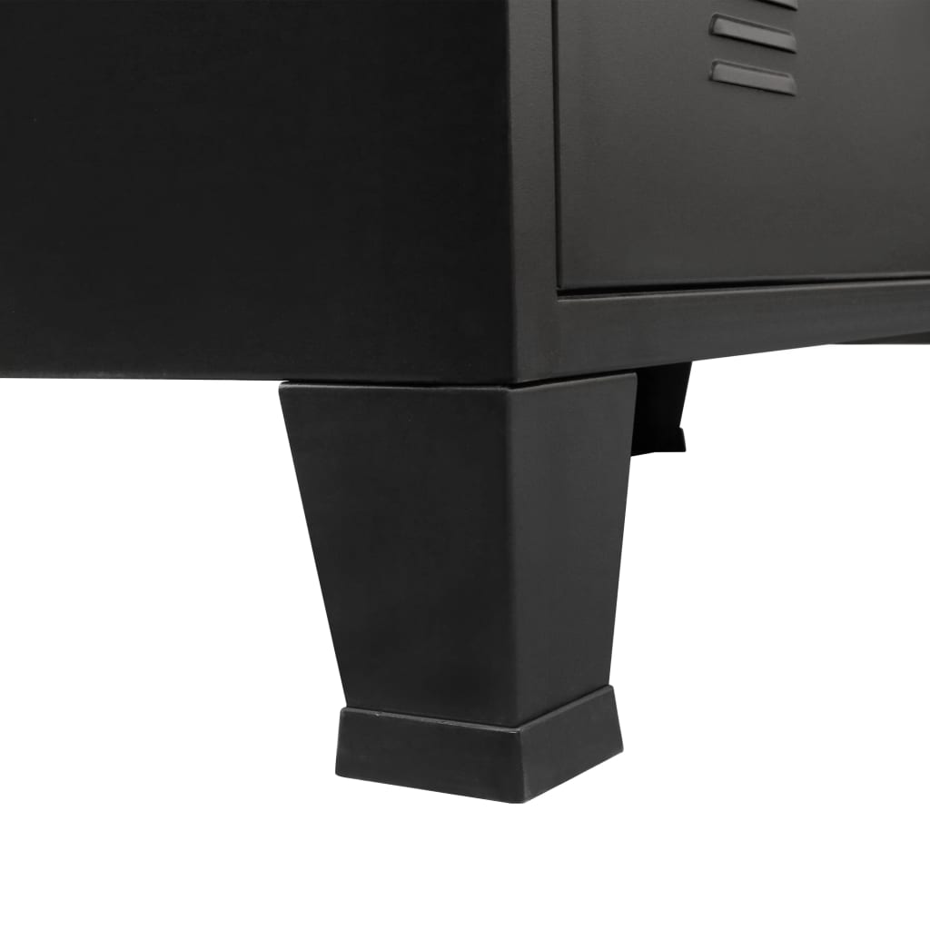Mobile Porta TV in Metallo Stile Industriale 120x35x48 cm Nero