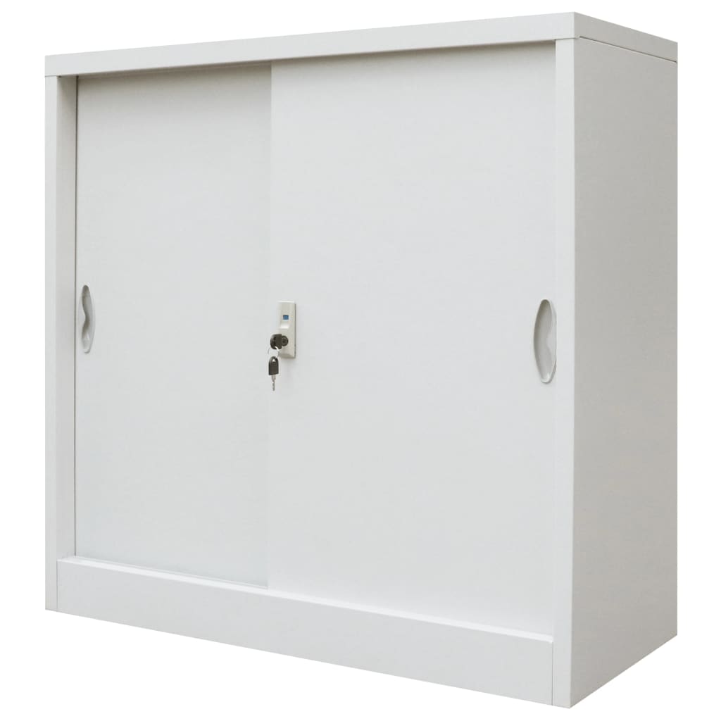 Armadio per Ufficio Porte Scorrevoli Metallo 90x40x90 cm Grigio