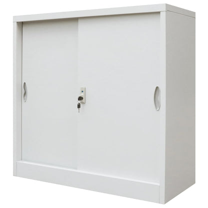 Armadio per Ufficio Porte Scorrevoli Metallo 90x40x90 cm Grigio