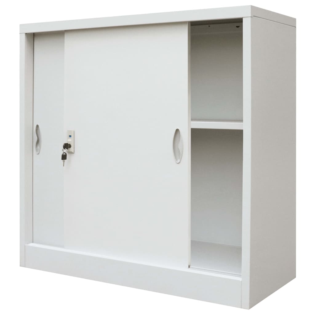 Armadio per Ufficio Porte Scorrevoli Metallo 90x40x90 cm Grigio