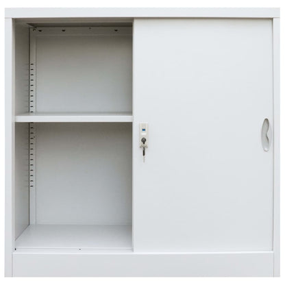 Armadio per Ufficio Porte Scorrevoli Metallo 90x40x90 cm Grigio