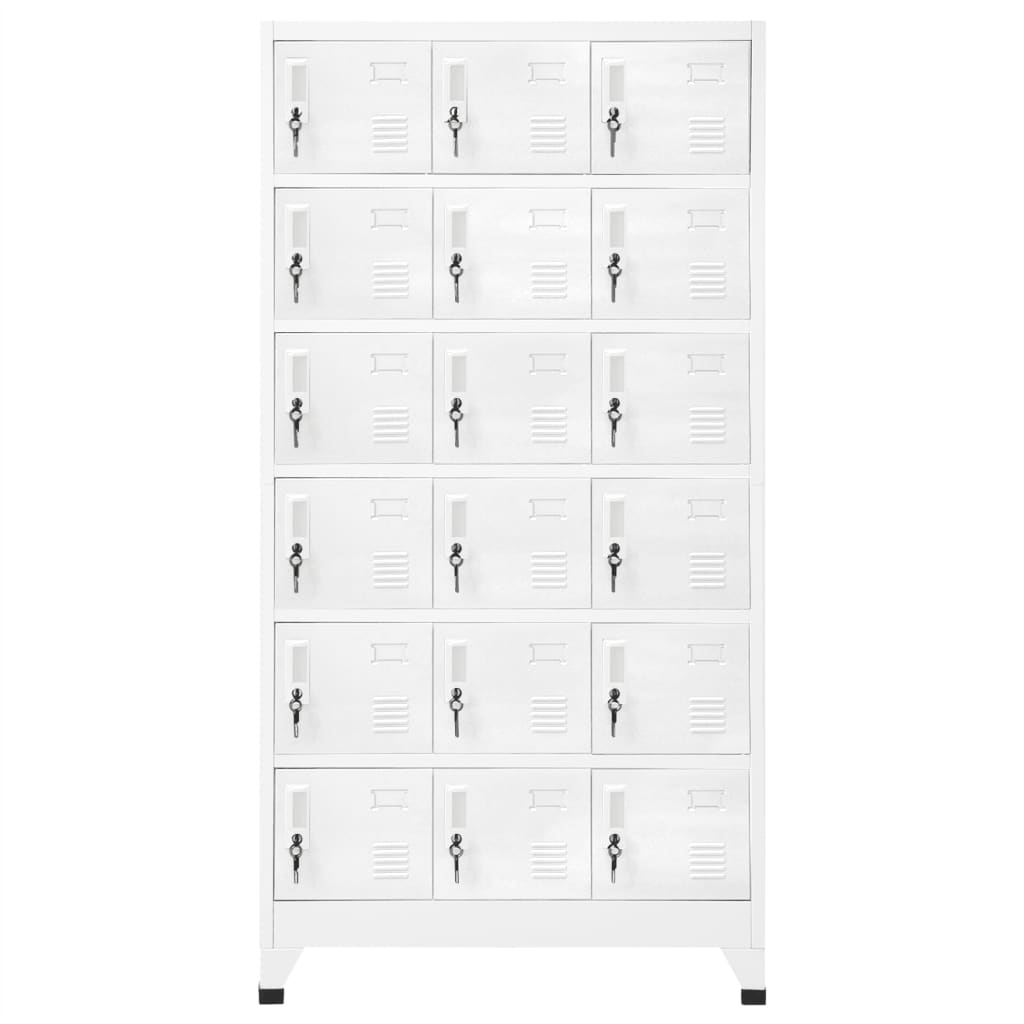 Armadietto a Chiave a 18 Scomparti in Metallo 90x40x180 cm