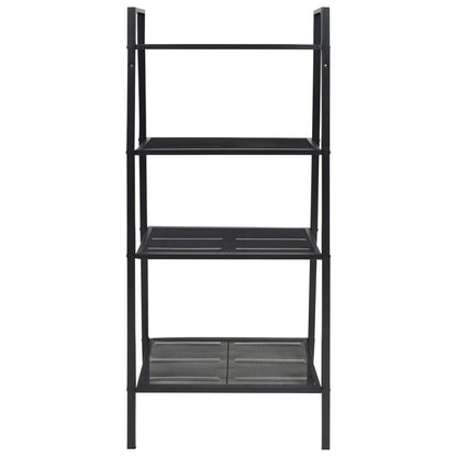 Libreria a Scala con 4 Ripiani in Metallo Nero
