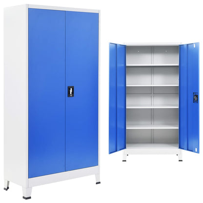 Armadio per Ufficio in Metallo 90x40x180 cm Grigio e Blu