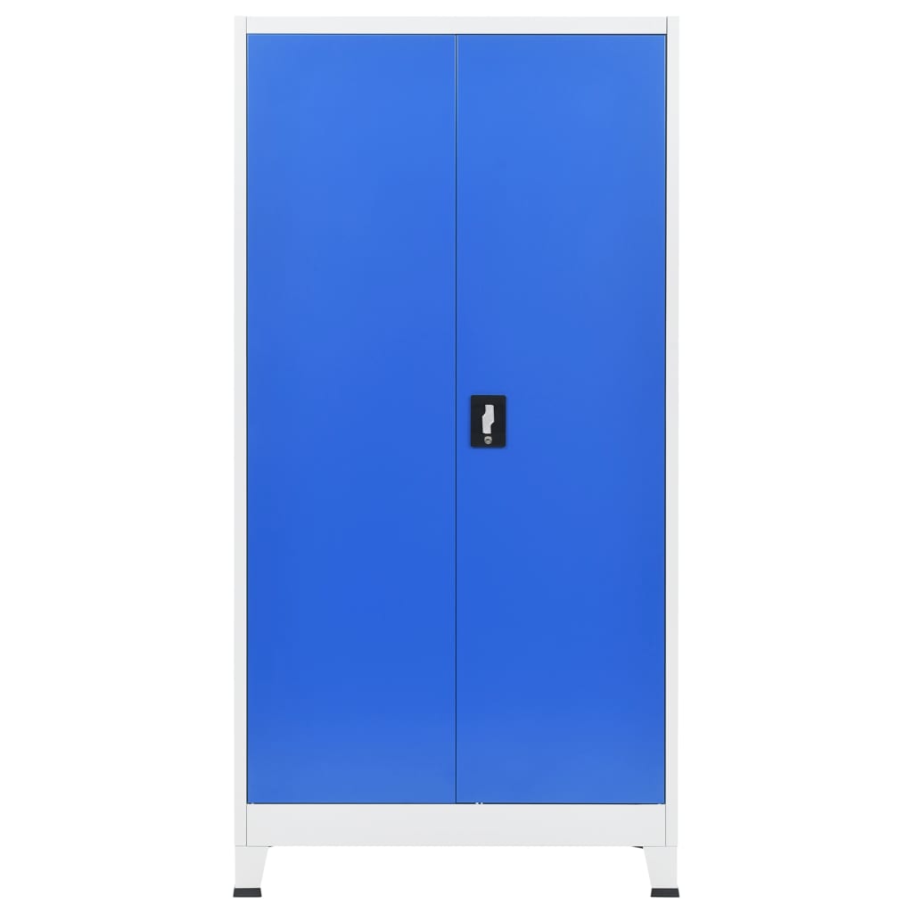 Armadio per Ufficio in Metallo 90x40x180 cm Grigio e Blu