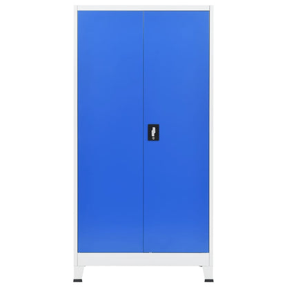 Armadio per Ufficio in Metallo 90x40x180 cm Grigio e Blu