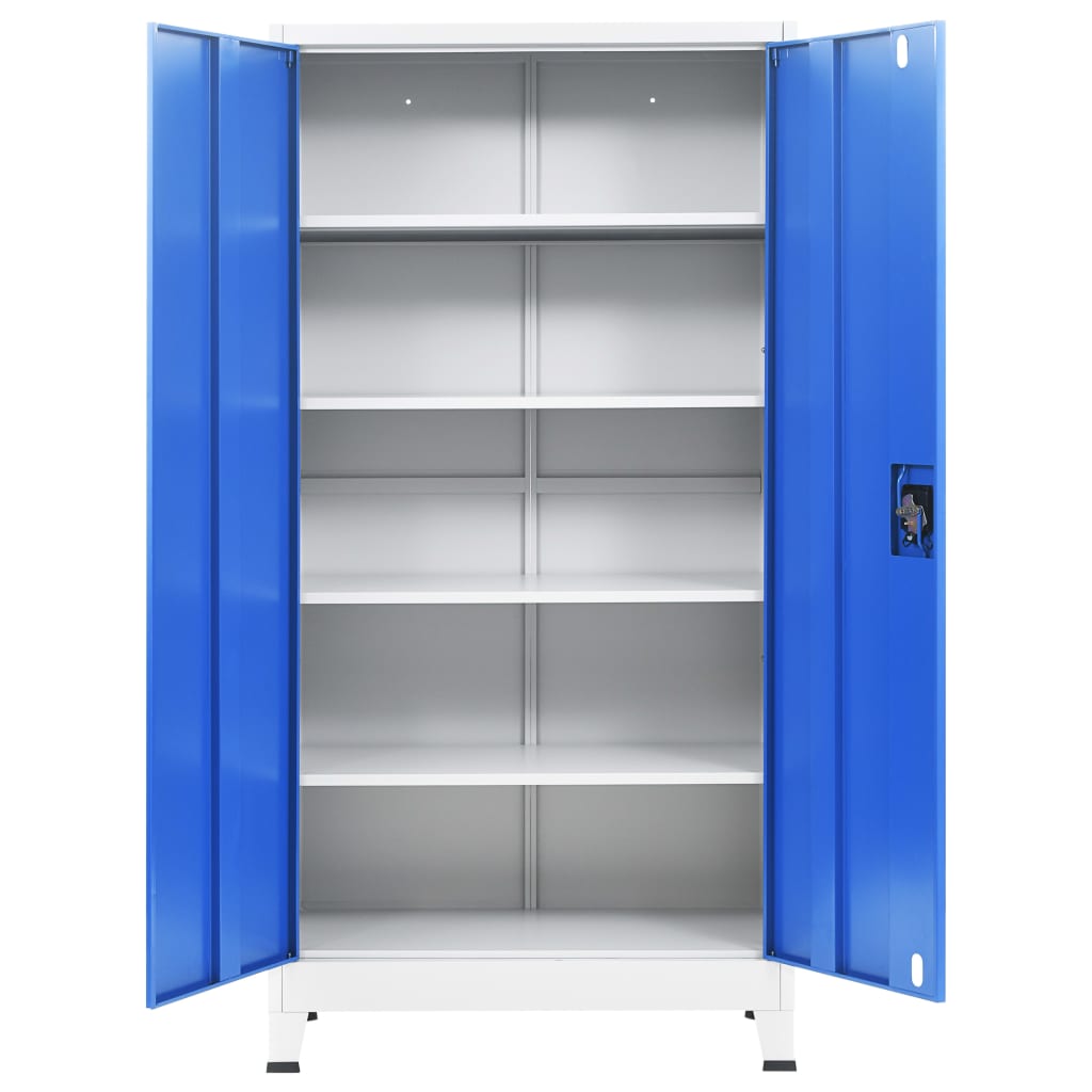 Armadio per Ufficio in Metallo 90x40x180 cm Grigio e Blu