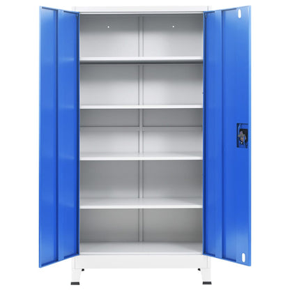 Armadio per Ufficio in Metallo 90x40x180 cm Grigio e Blu