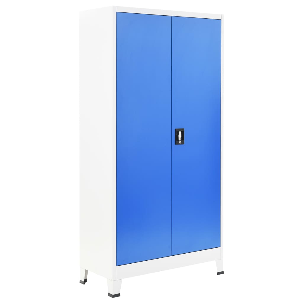 Armadietto con 2 Ante in Metallo 90x40x180 cm Grigio e Blu