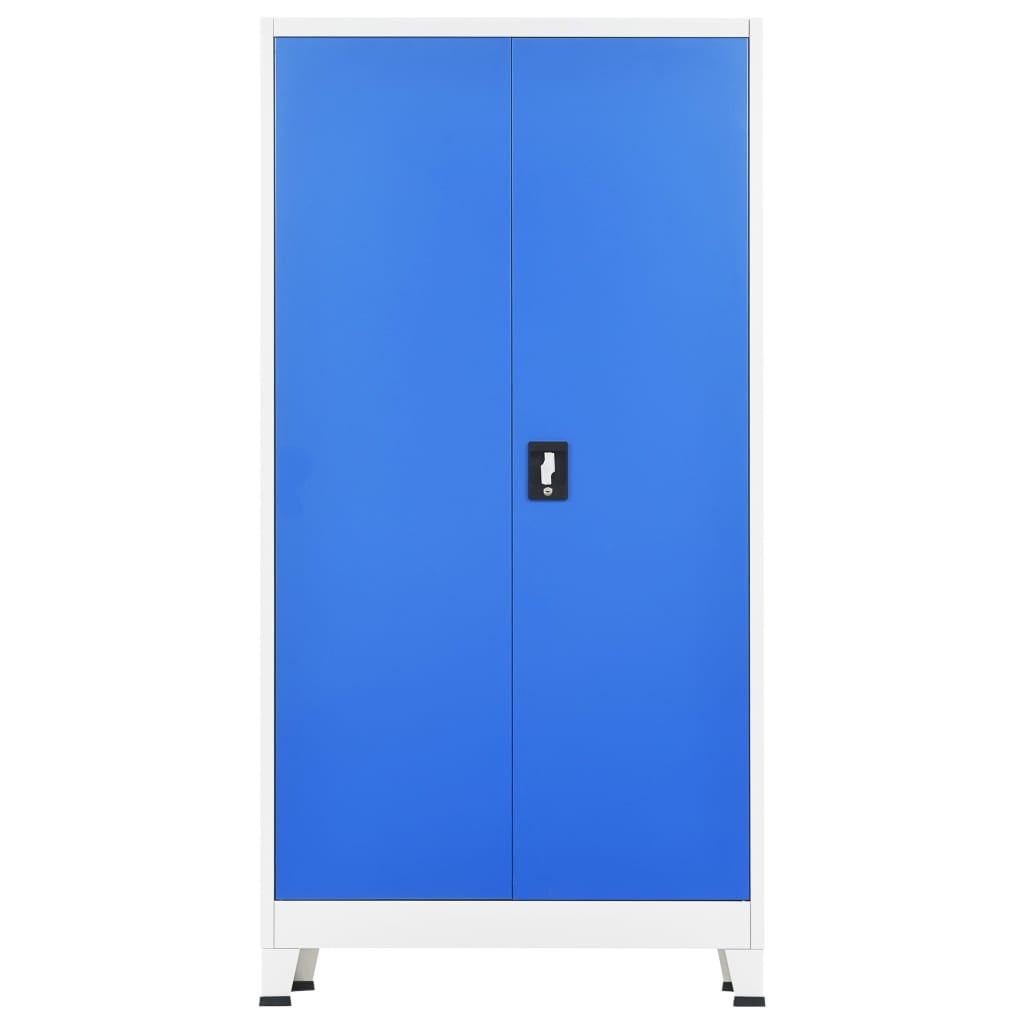 Armadietto con 2 Ante in Metallo 90x40x180 cm Grigio e Blu