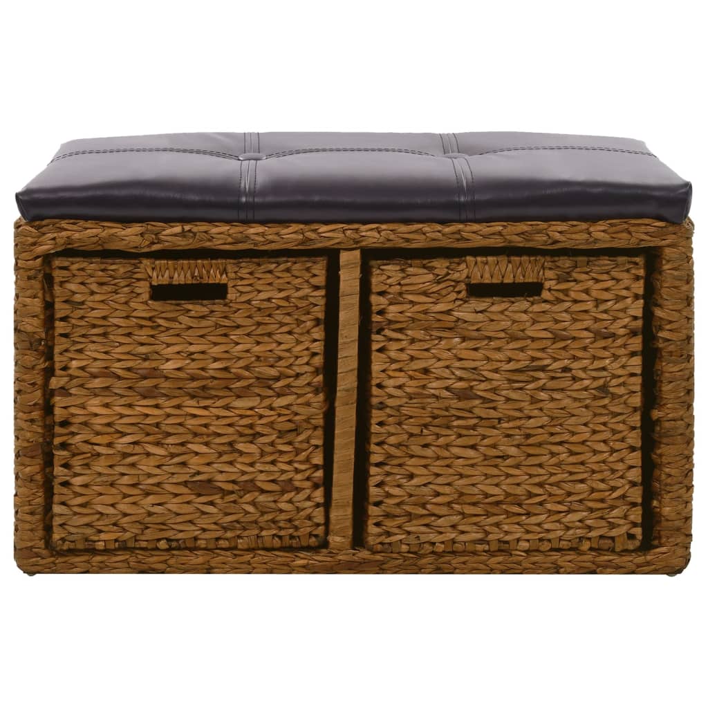 Panca in Giunco con 2 Ceste 71x40x42 cm Marrone