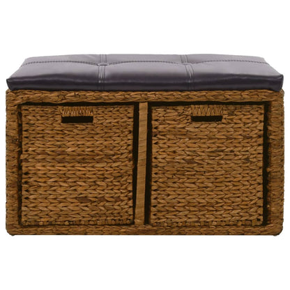 Panca in Giunco con 2 Ceste 71x40x42 cm Marrone