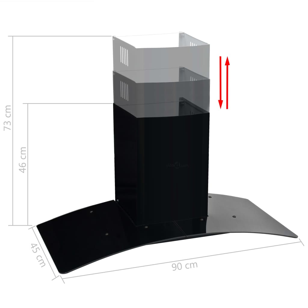 Cappa Aspirante a Muro Acciaio Inox 756 mÂ³/h 90 cm Nera