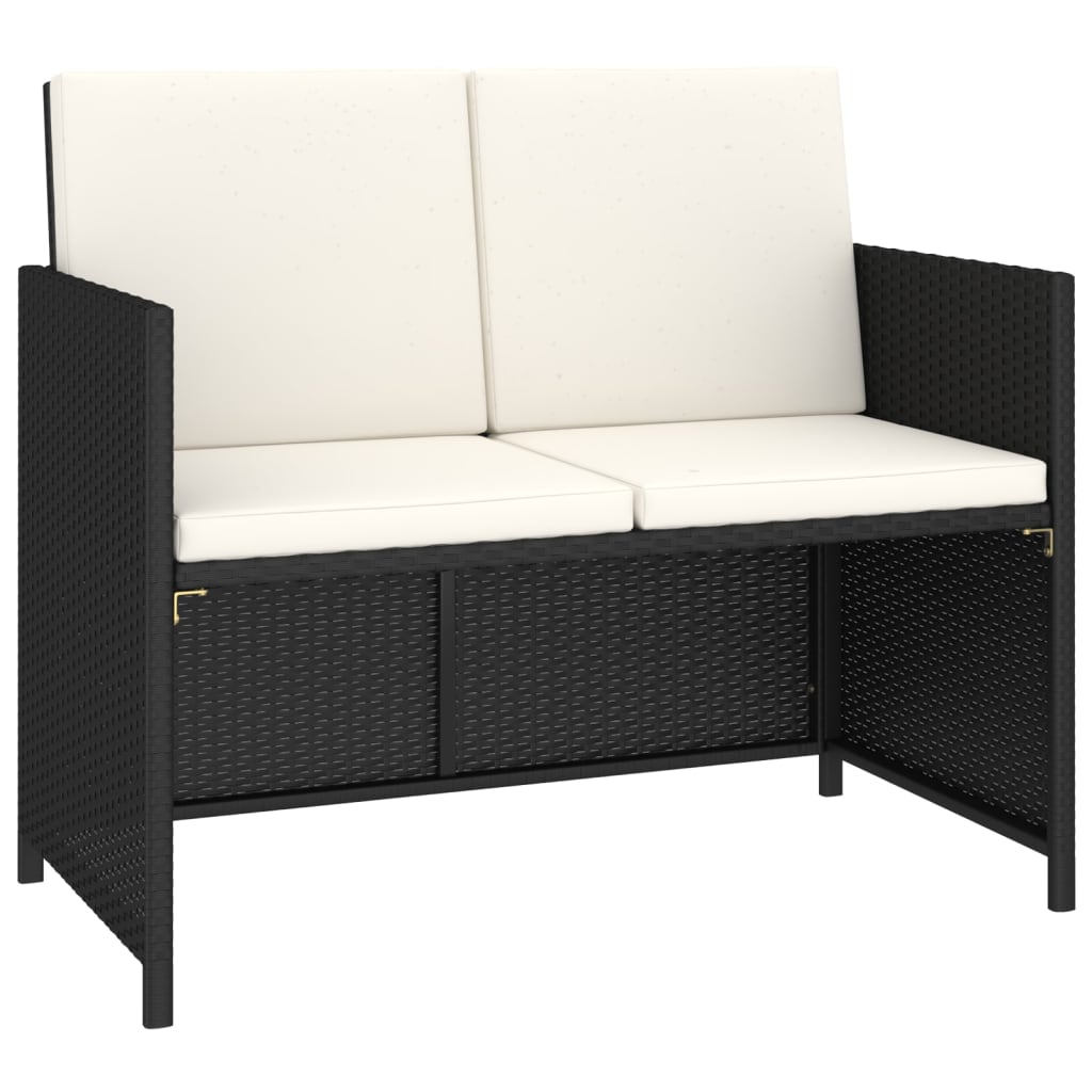 Set da Pranzo da Giardino 6 pz in Polyrattan e Acacia Nero