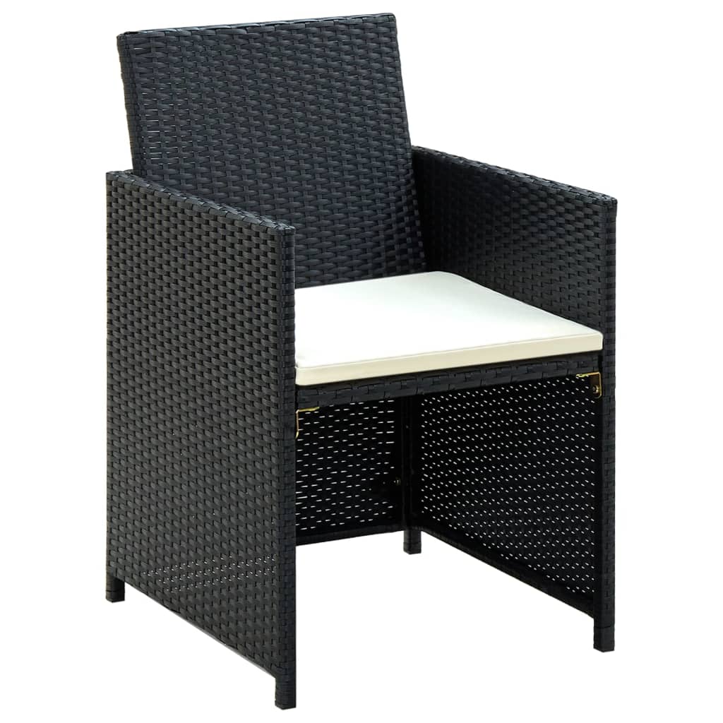 Set Divani da Giardino 4 pz con Cuscini in Polyrattan Nero