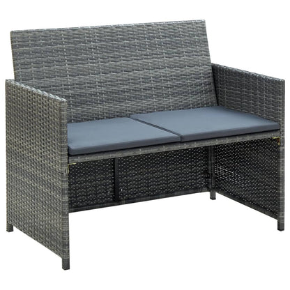 Set Divani da Giardino 4 pz con Cuscini in Polyrattan Grigio