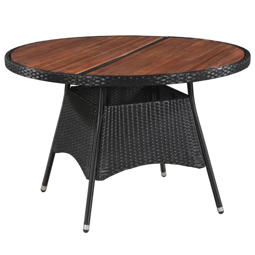 Set da Pranzo da Giardino 7 pz in Polyrattan e Acacia Nero
