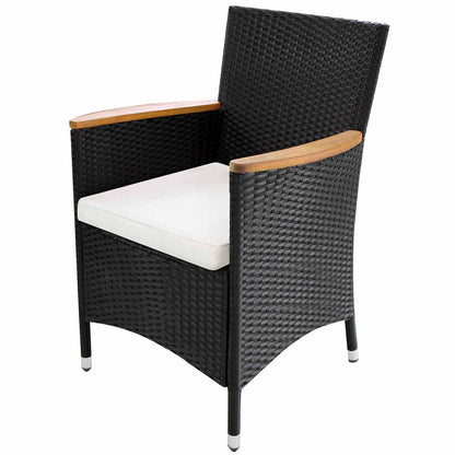 Set di Mobili 9 pcs Nero e Crema polyrattan