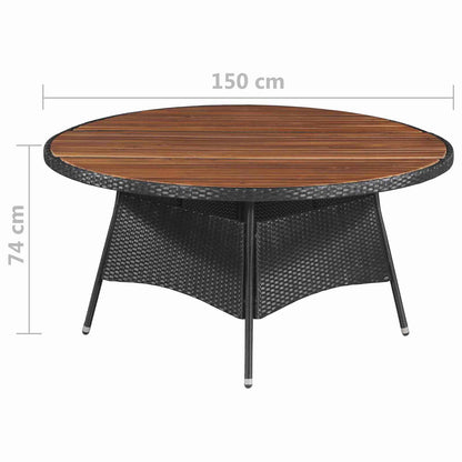 Set di Mobili 9 pcs Nero e Crema polyrattan