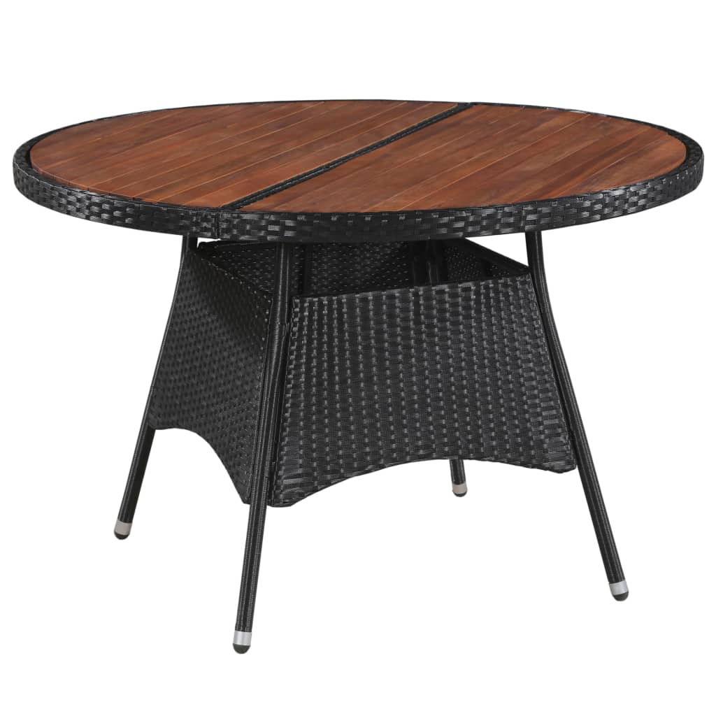 Tavolo da Giardino 115x74 cm in Polyrattan e Massello di Acacia