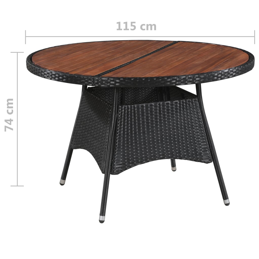 Tavolo da Giardino 115x74 cm in Polyrattan e Massello di Acacia